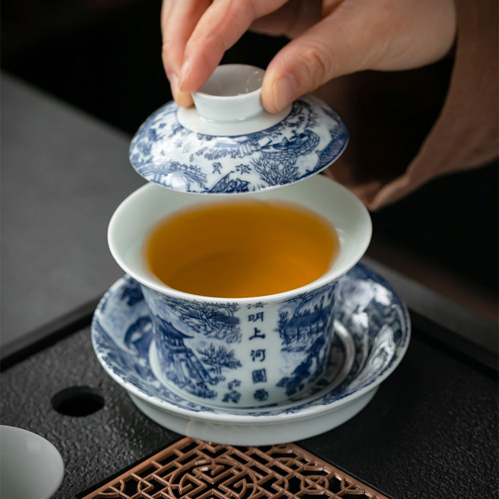 Kung Fu Tea Set Qingming Porcelain Gaiwan 11-Piece