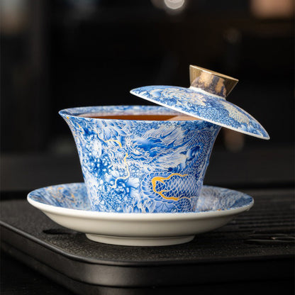 Gaiwan Dragon Enamel Porcelain Tea Cup 135ml