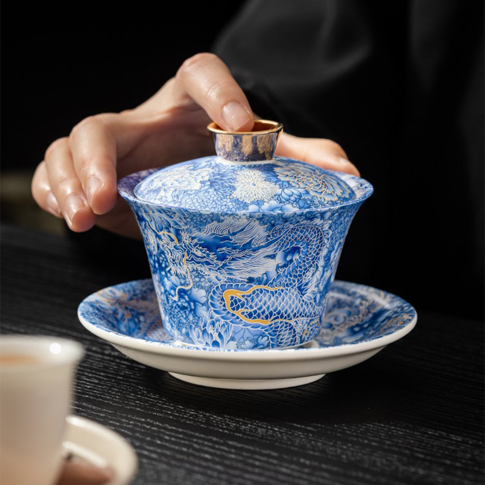 Gaiwan Dragon Enamel Porcelain Tea Cup 135ml