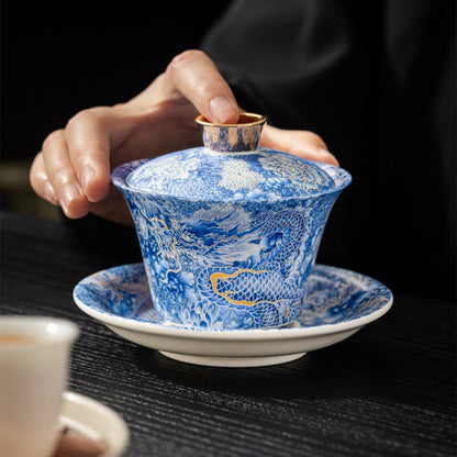 Gaiwan Dragon Enamel Porcelain Tea Cup 135ml