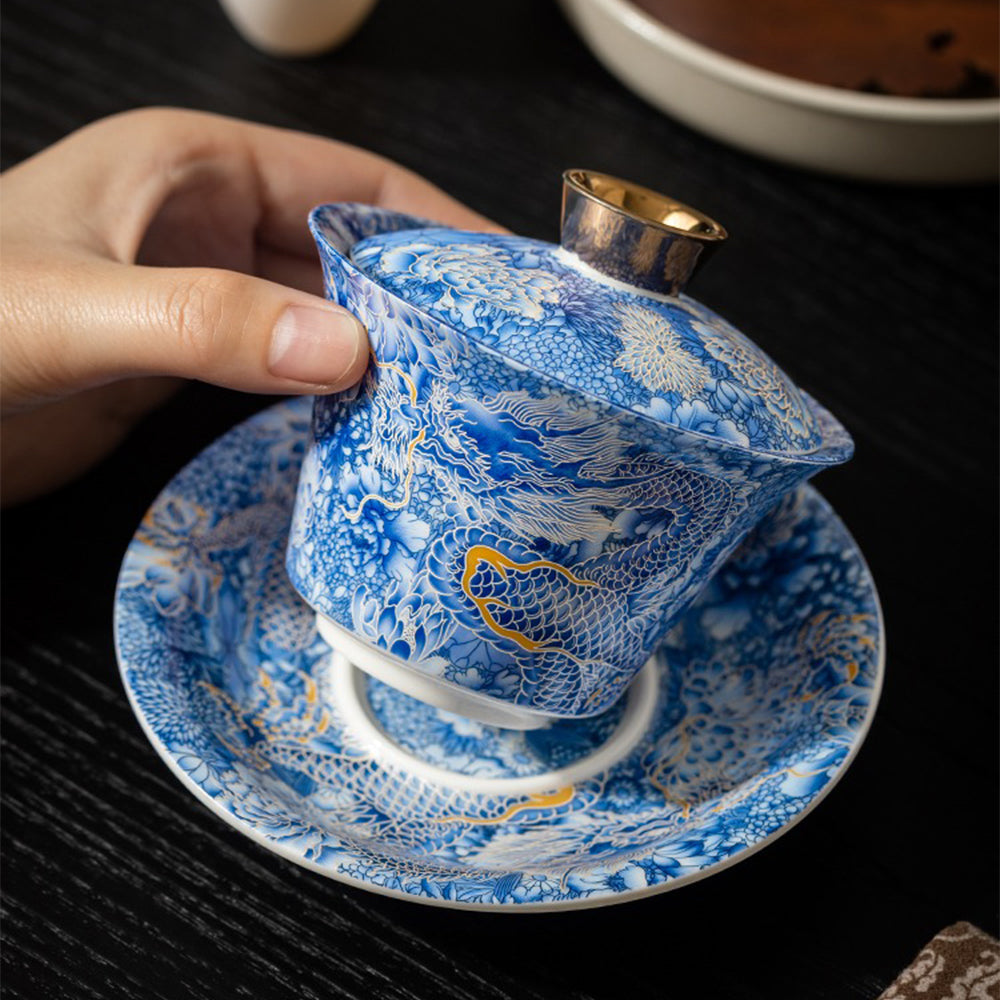 Gaiwan Dragon Enamel Porcelain Tea Cup 135ml