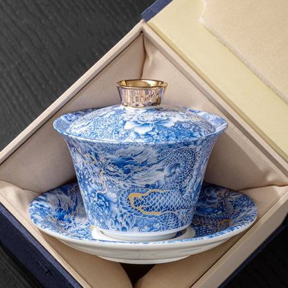 Gaiwan Dragon Enamel Porcelain Tea Cup 135ml