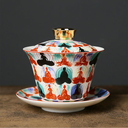 Buddhas Enamel Porcelain Gaiwan