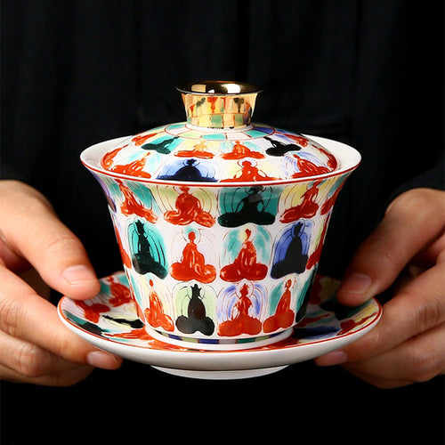 Buddhas Enamel Porcelain Gaiwan