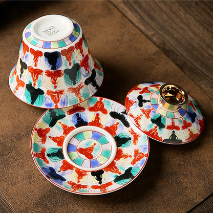 Buddhas Enamel Porcelain Gaiwan