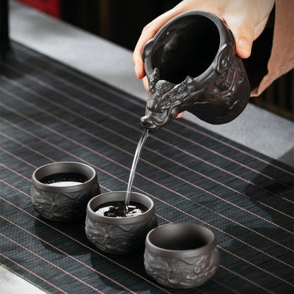 Dragon Tea Set Purple Clay Gongfu 8 Cups Complete Gift