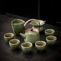 Celadon Gongfu Tea Set 10-Piece | Green Glaze & Rope Handle