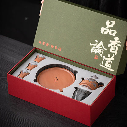 Pottery Gongfu Tea Set | Auspicious Cloud Japanese Style
