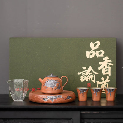 Pottery Gongfu Tea Set | Auspicious Cloud Japanese Style