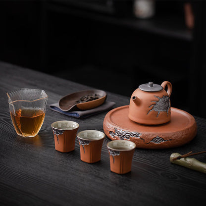 Pottery Gongfu Tea Set | Auspicious Cloud Japanese Style