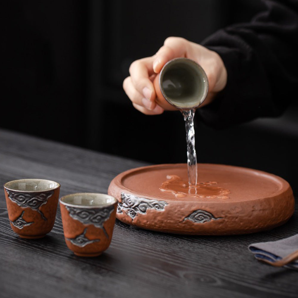 Pottery Gongfu Tea Set | Auspicious Cloud Japanese Style