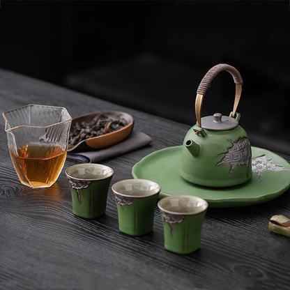 Ceramic Tea Set Kiln Glaze Gongfu Teapot 5-Piece 175ml