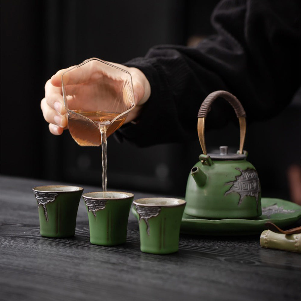Ceramic Tea Set Kiln Glaze Gongfu Teapot 5-Piece 175ml