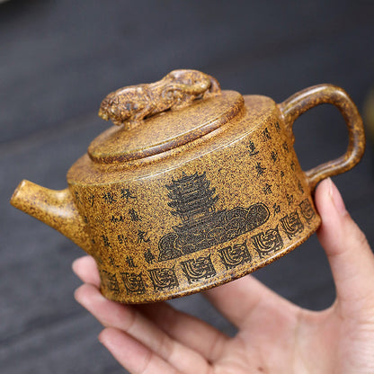 Purple Clay Teapot Tiger Dragon Duan Ni Golden 220ml