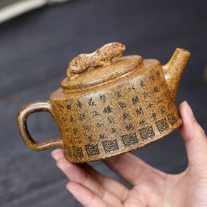 Purple Clay Teapot Tiger Dragon Duan Ni Golden 220ml