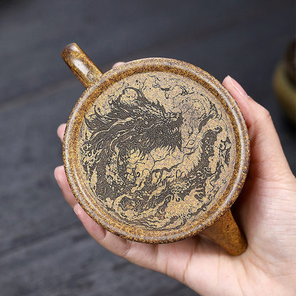 Purple Clay Teapot Tiger Dragon Duan Ni Golden 220ml