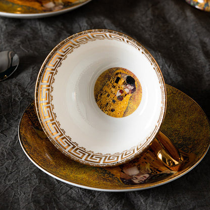 British Bone China Afternoon Tea Set The Kiss 21-Piece Gold