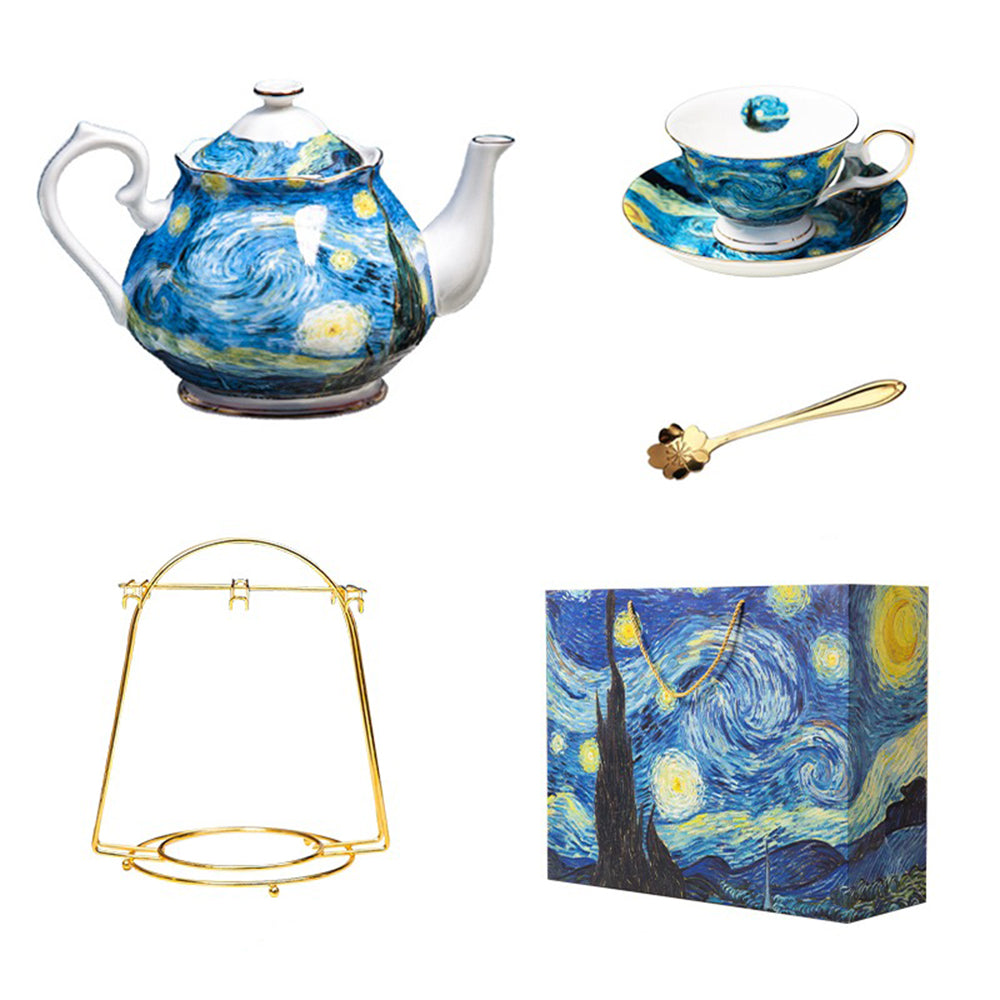 Bone China Tea Set Van Gogh Starry Night | 15-Piece Gift