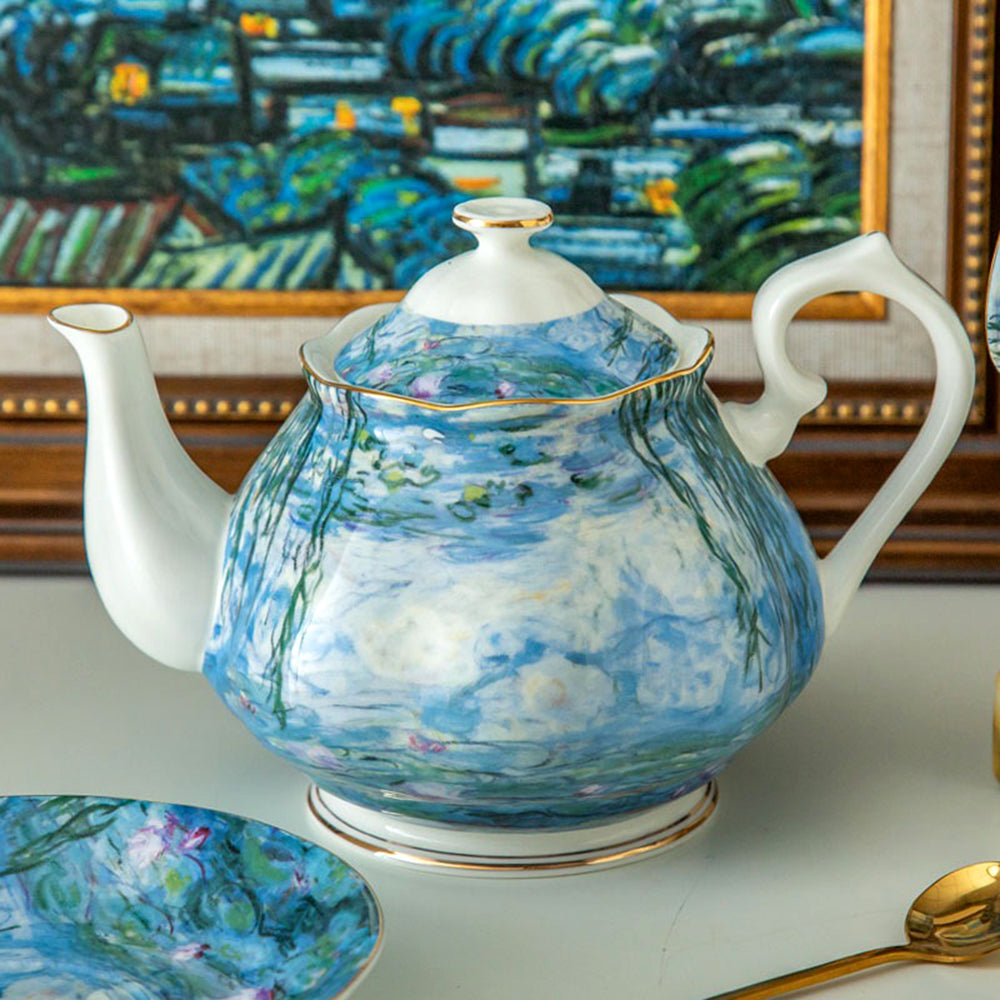 Bone China Tea Set – 6 Cups, Saucers, Spoons & Teapot