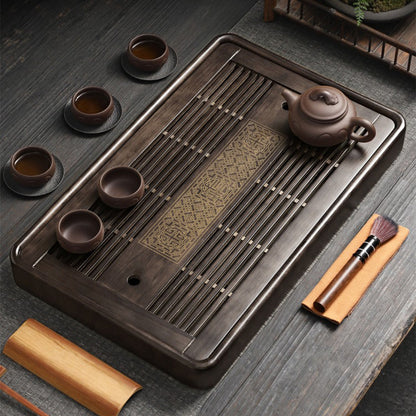 Wood Tea Tray Gongfu Lithocarpus – Dual Drain 2 Sizes
