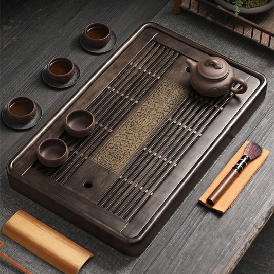 Wood Tea Tray Gongfu Lithocarpus – Dual Drain 2 Sizes