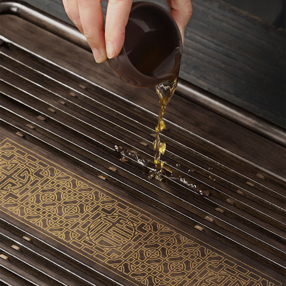 Wood Tea Tray Gongfu Lithocarpus – Dual Drain 2 Sizes