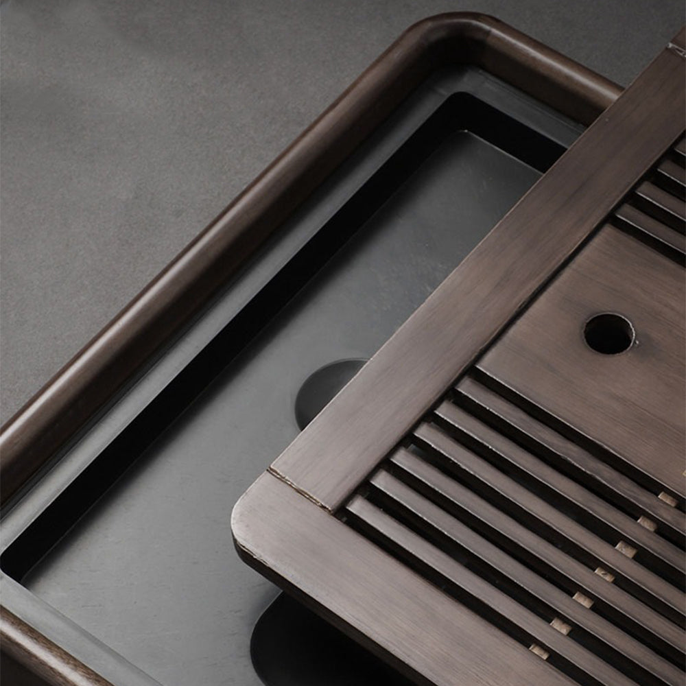 Wood Tea Tray Gongfu Lithocarpus – Dual Drain 2 Sizes