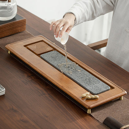 Bamboo Stone Tea Tray | Dual-Use Dry Wet Gongfu Drainage