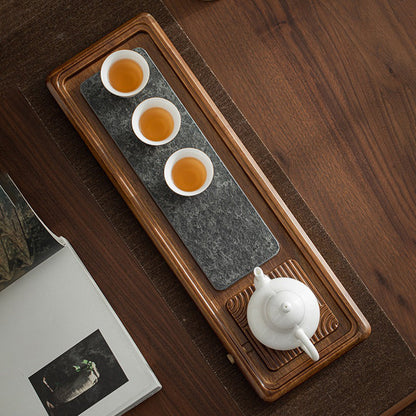Bamboo Stone Tea Tray | Dual-Use Dry Wet Gongfu Drainage