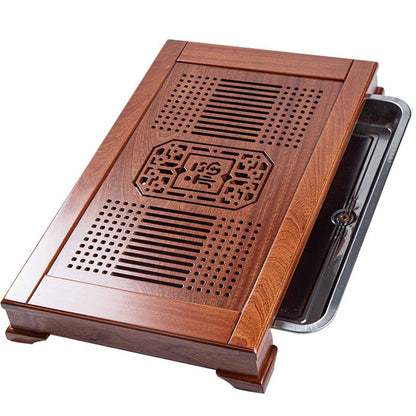 Gongfu Tea Tray Rosewood Fu Carved Drainage 61cm