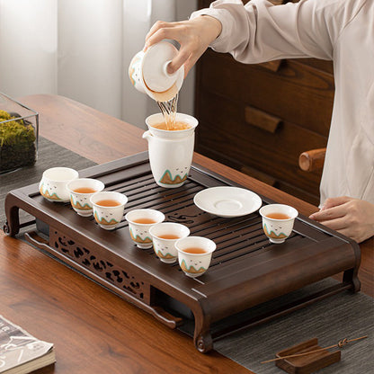 Ebony Wood Gongfu Tea Tray with Drainage Pump
