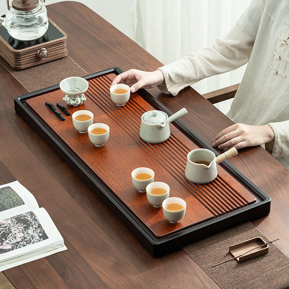 Large Bamboo Tea Tray with Drainage - Mountain Decor