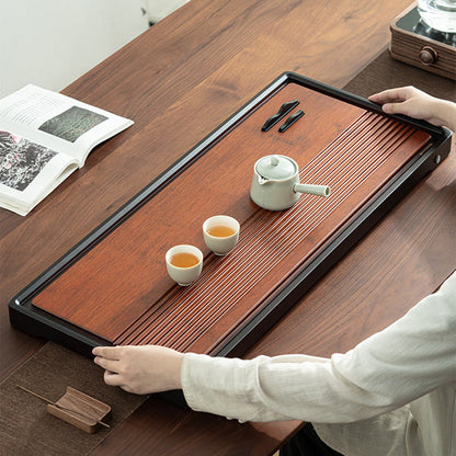 Large Bamboo Tea Tray with Drainage - Mountain Decor