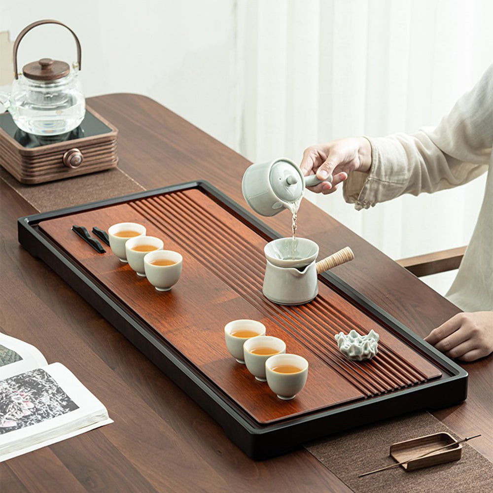 Large Bamboo Tea Tray with Drainage - Mountain Decor