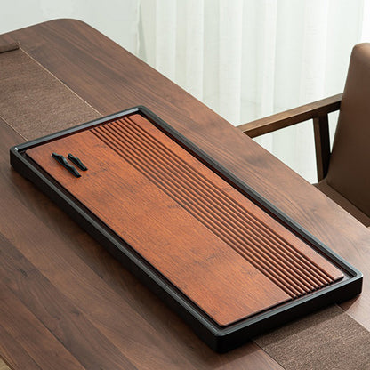 Large Bamboo Tea Tray with Drainage - Mountain Decor