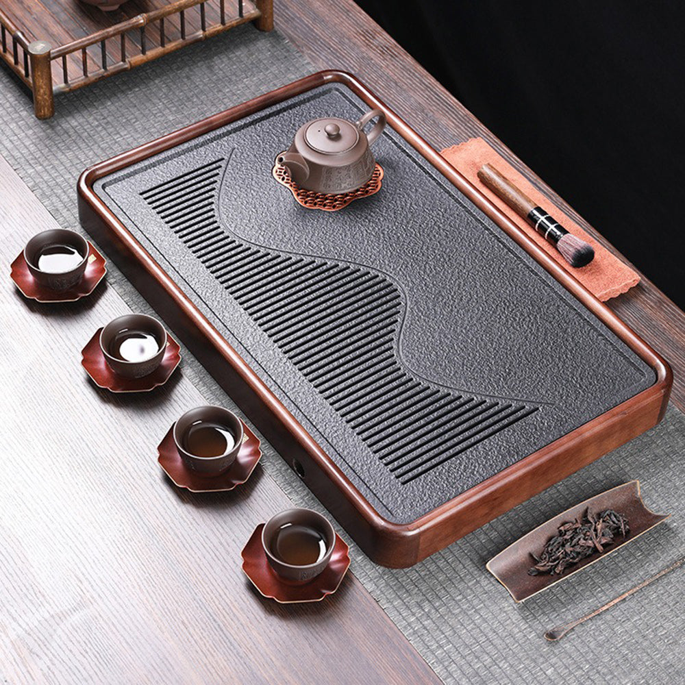 Tea Tray Solid Wood | Black Stone Kung Fu Tea Board