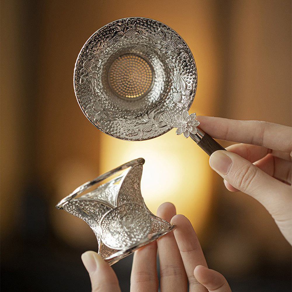 Lotus Goldfish Tea Strainer with Holder | Alloy Tea Filter