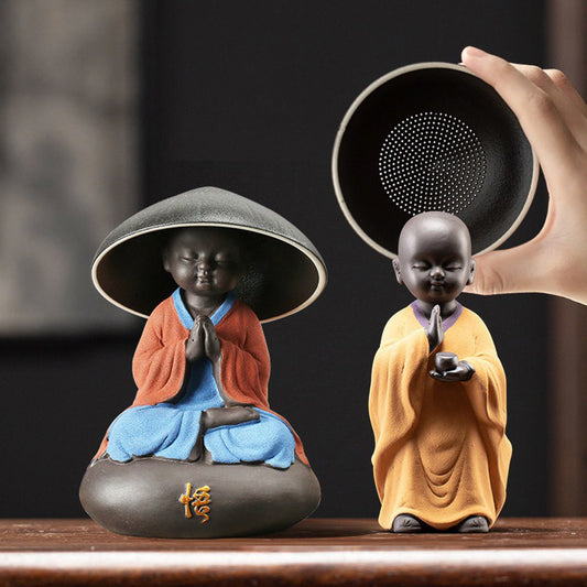 Tea Strainer Purple Clay Monk Hat Loose Leaf Filter Tea Pet