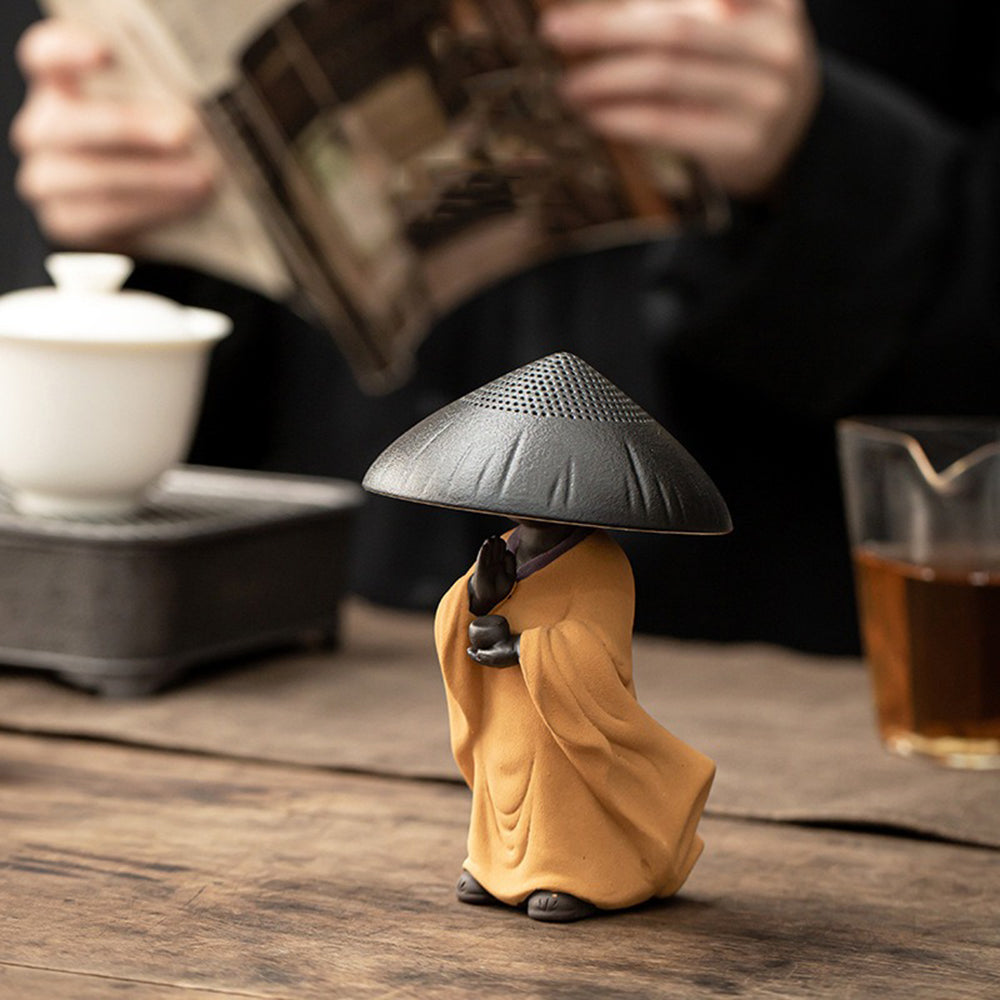 Tea Strainer Purple Clay Monk Hat Loose Leaf Filter Tea Pet
