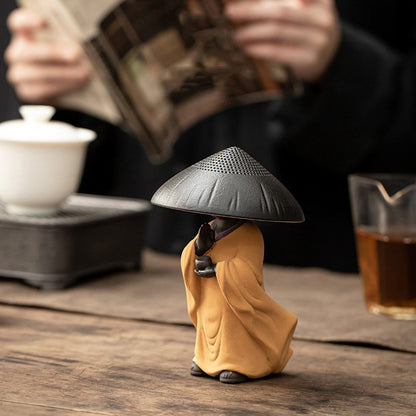 Tea Strainer Purple Clay Monk Hat Loose Leaf Filter Tea Pet