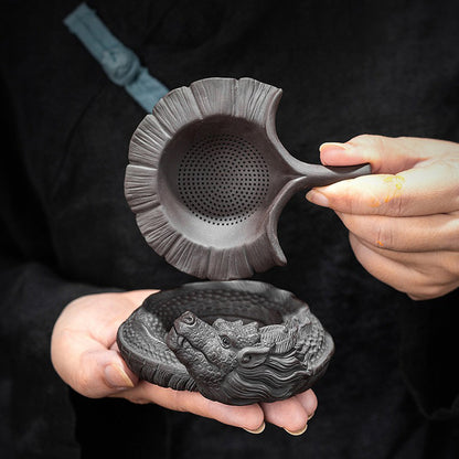 Dragon Purple Clay Tea Strainer & Tea Pet — Zisha