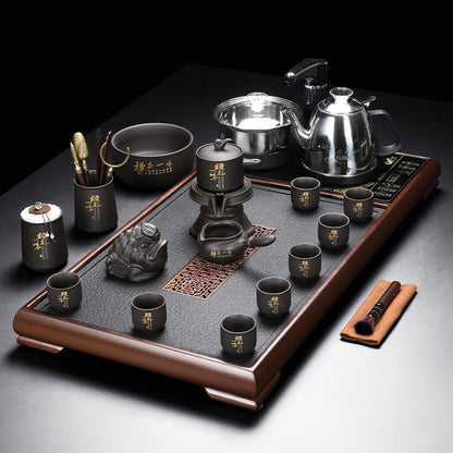 Automatic Gongfu Tea Set Purple Clay Tray Induction 16-Pc