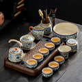 Ruyao Blue White Gongfu Tea Set 17-Piece Black Stone Tray