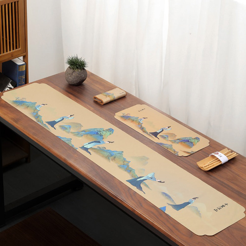 Velvet Tea Table Runner | Chinese Landscape Painting Mat