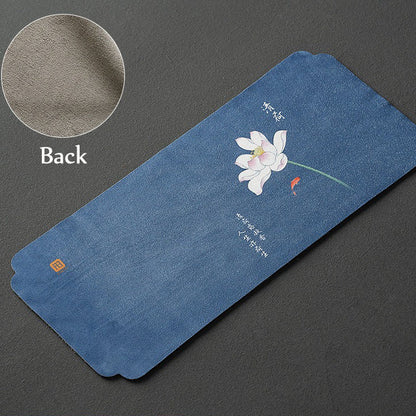 Tea Table Mat Chinese Landscape Suede Dual-Side 4 Styles