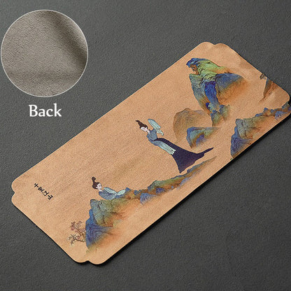 Tea Table Mat Chinese Landscape Suede Dual-Side 4 Styles