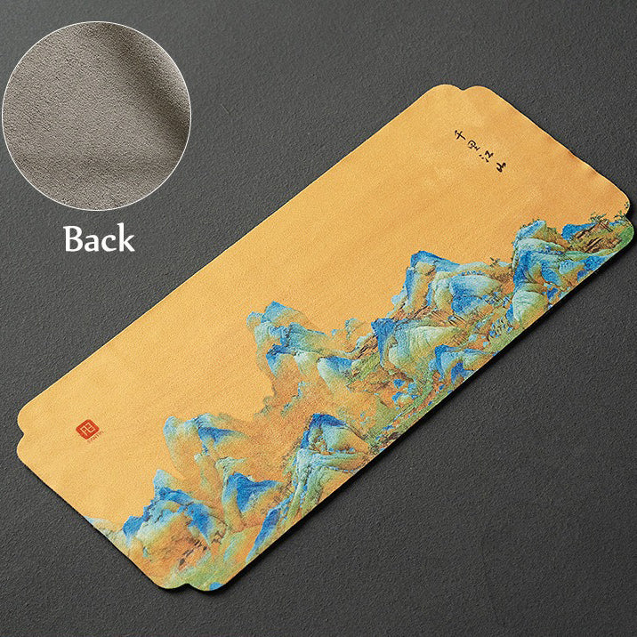 Tea Table Mat Chinese Landscape Suede Dual-Side 4 Styles