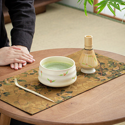 Matcha Set Ceramic Chawan Bamboo Whisk Floral Bowl