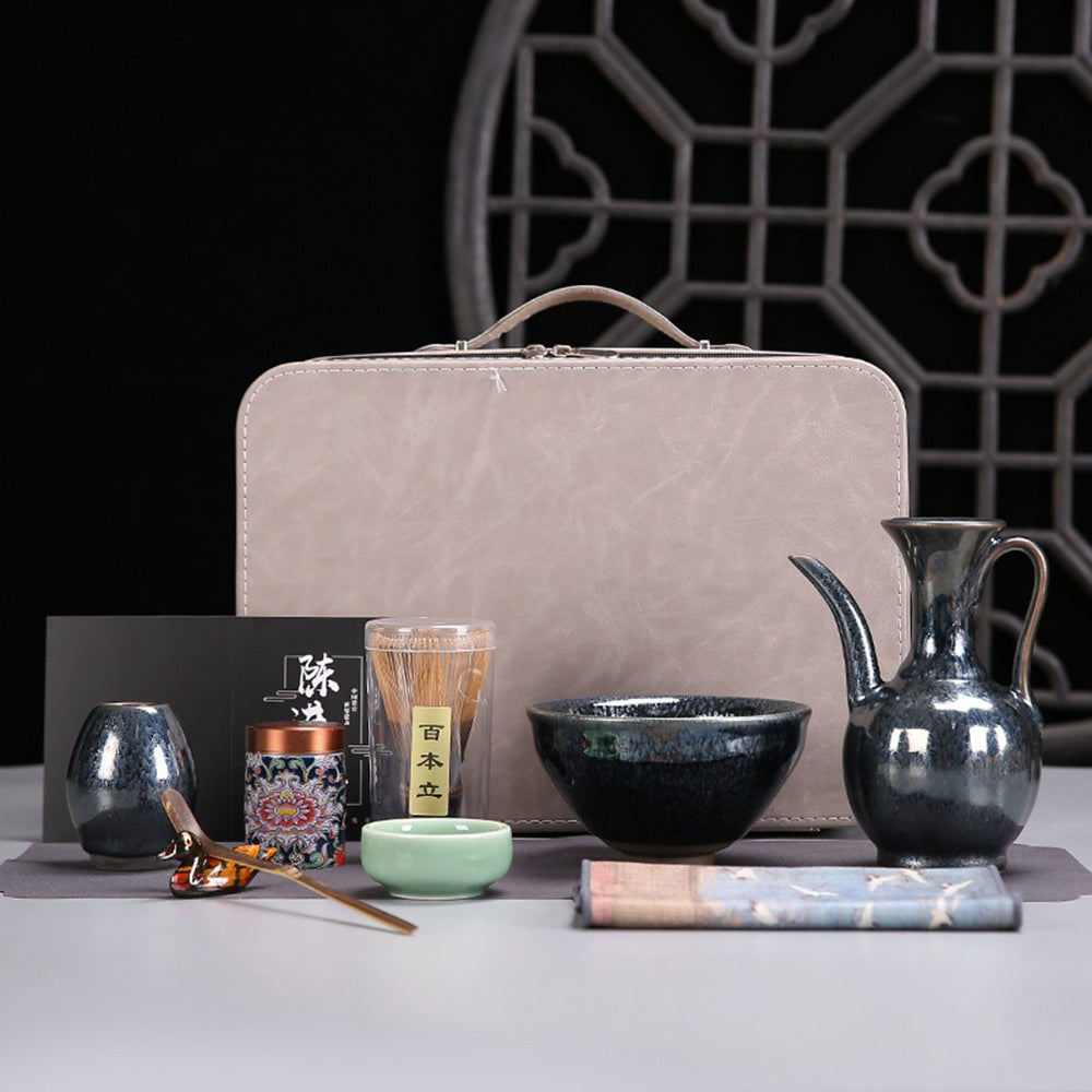 Matcha Tea Set Jianzhan Tenmoku | Travel Case 10-Piece