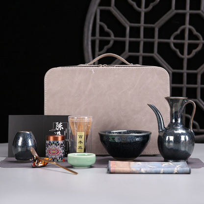Matcha Tea Set Jianzhan Tenmoku | Travel Case 10-Piece